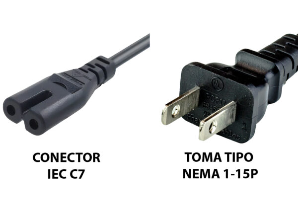 dptcap21984.jpg Cable De Tension Interlock Ocho 220v 1.5m - Conector Iec C7 A Toma Nema 1-15 Patas Rectas