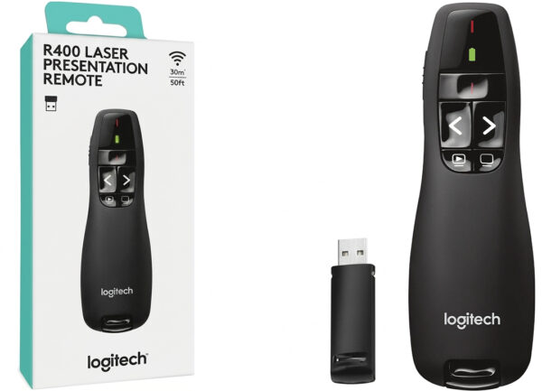 Puntero Presentador Digital Logitech R400 - Laser Rojo - Outlet - Blister Con Detalles Esteticos