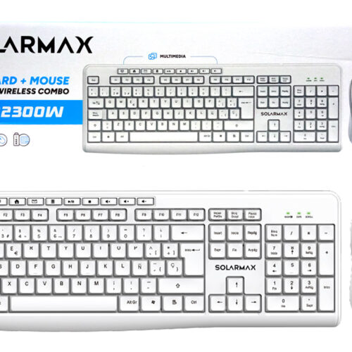 Kit Teclado + Mouse Solarmax KMC2300W 2.4GHZ Teclado 113 Teclas Espanol Lleva 1XAAA Mouse 800 1000 1200DPI 1XAA No Incluidas Inalambrico Blanco