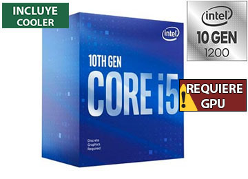 Procesador Intel Comet Lake I5-10400F 6 Nucleos 12 Hilos 2.9GHZ A 4.3GHZ 12MB Cache 65W Socket 1200 Solo Windows 10 64 Bits Decima Generacion Trae Cooler No Trae Video Integrado