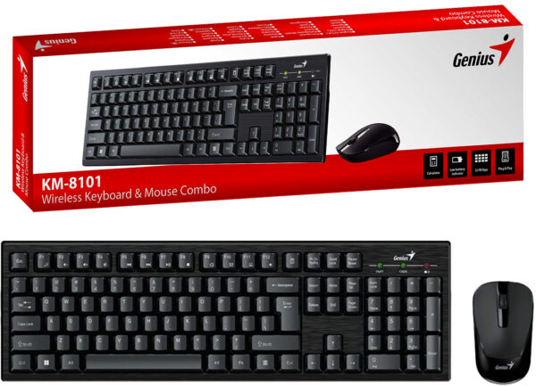 Kit Teclado + Mouse Genius KM-8101 Multimedia Usa Pilas Aa Incluidas Inalambrico Negro