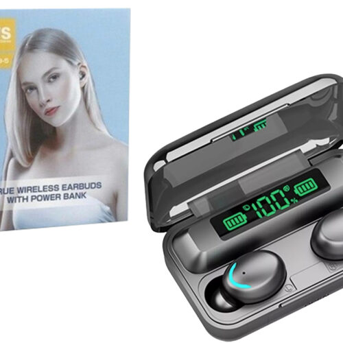 Auricular In Ear F9-5 Bateria 30MAH Base 400MAH 1XUSB2.0 1XMICROUSB Para Cargar Bluetooth 5.0 Negro