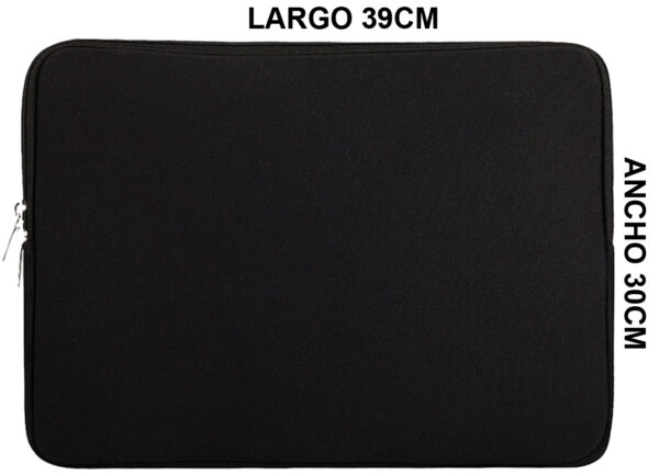 Funda Notebook 15.6 Neoprene Con Cierre Dimensiones 39X30X2CM Negra En Bolsa