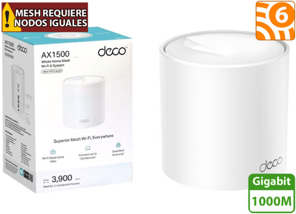 Router Access Point Nodo TP-LINK Deco X10 Mesh WIFI 6 AX1500 2XGIGABIT LAN 2.4GHZ 300MBPS 5GHZ 1200MBPS MU-MIMO