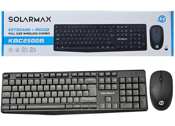 Kit Teclado + Mouse Solarmax KBC2500B 2.4GHZ Teclado 104 Teclas Lleva 1XAAA Mouse 1000DPI 1XAA No Incluidas Inalambrico