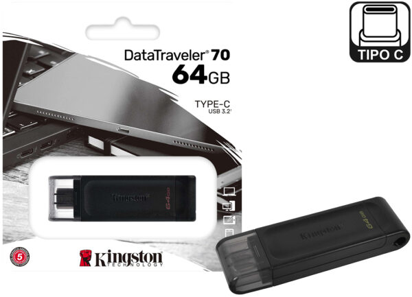 Pendrive 64Gb Kinghston DataTraveler 70 dt70 tipo c 3.2 gen 1 pen drive