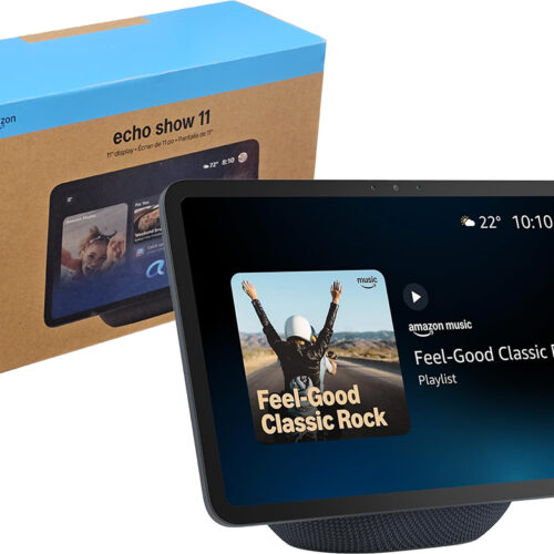 Asistente Virtual Amazon Echo Show 11 Domotica Camara 13MPX Alexa Bluetooth Manos Libres 4 Microfonos Pantalla 11 Pulgadas Full HD 1920X1200P WIFI6E Incluye Trafo 18V 1.67A Patas Rectas