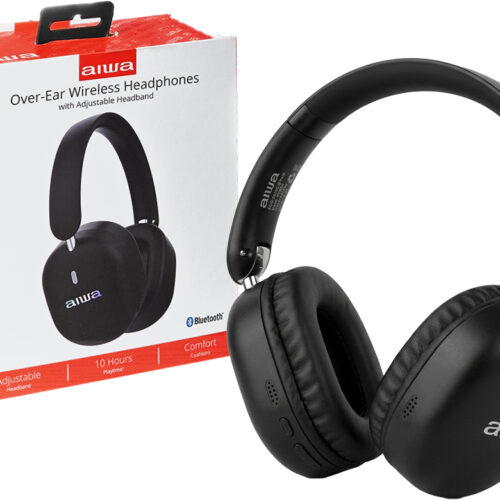 Auricular Vincha Aiwa AI5009 Manos Libres Bluetooth 5.3 Incluye Cable USB C De Carga Y Cable Auxiliar Plug 3.5MM Negro