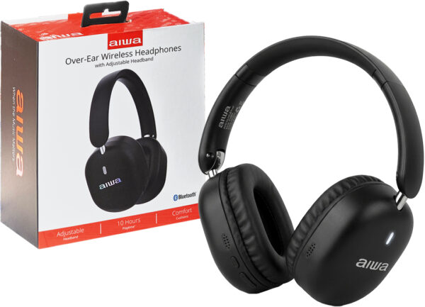 Auricular Vincha Aiwa AI5009 Manos Libres Bluetooth 5.3 Incluye Cable USB C De Carga Y Cable Auxiliar Plug 3.5MM Negro