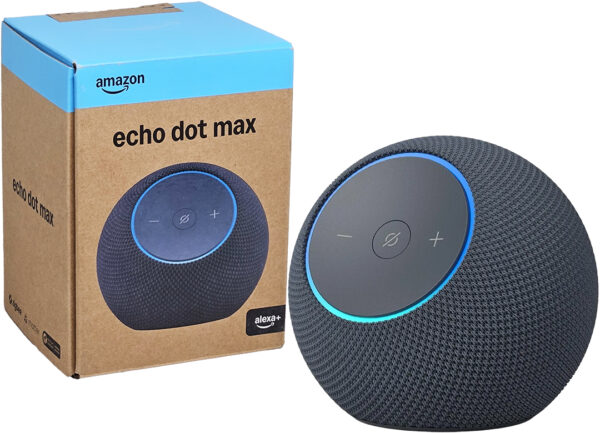 Parlante Amazon Echo Dot Max Chip AZ3 WIFI 6E Bluetooth 5.3 Incluye Cargador 18V 1.3A 22W Patas Rectas Graphite Grafito