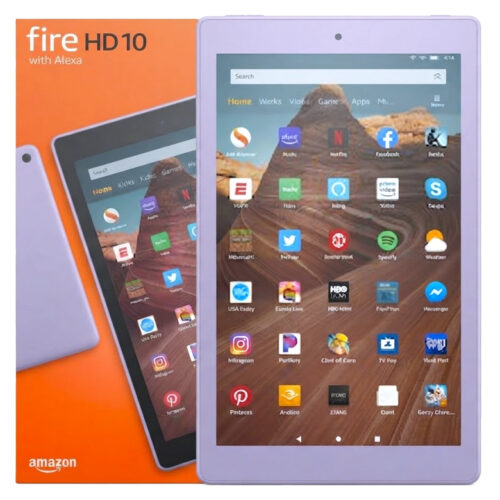 Tablet 10.1 Amazon Kindle Fire HD 10 13TH Gen Octacore 2GHZ 3GB 32GB WIFI Dual Band Alexa 1920X1200 Expandible Microsd Hasta 512 Incluye Cargador - Violeta Lila - AD-SUPPORTED Screensavers