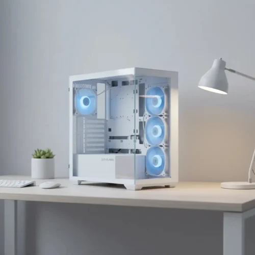 Gabinete Gamer Vidrio Templado 4 Fan Argb Evolabs Progression White Ed Evo-305aw Mid Tower Atx