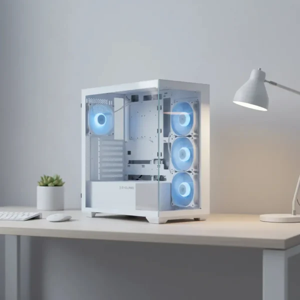 Gabinete Gamer Vidrio Templado 4 Fan Argb Evolabs Progression White Ed Evo-305aw Mid Tower Atx