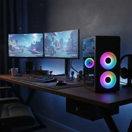 Gabinete Mid Tower ZER01 Gaming Centauri Micro ATX 3 Ventiladores RGB Fixed Negro