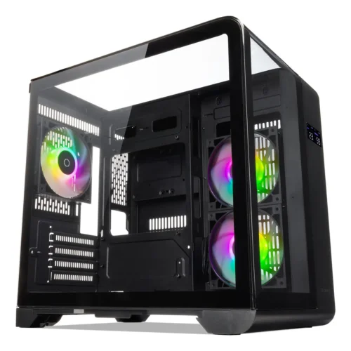 Gabinete Tecware Arc M M-atx Doble Camara Vidrio Curvo + Lcd Color Negro