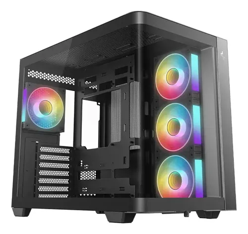Gabinete Gamer Deepcool CG530U 4F Mid Tower | 4 Coolers ARGB/PWM + Controlador Hub ARGB | Panel de Vidrio Curvo de una sola pieza | USB-C