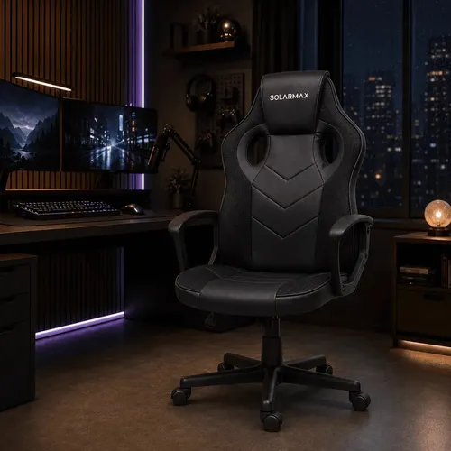 Silla Gamer Ergonómica con Ruedas para Oficina Negra Solarmax SXGC-6001