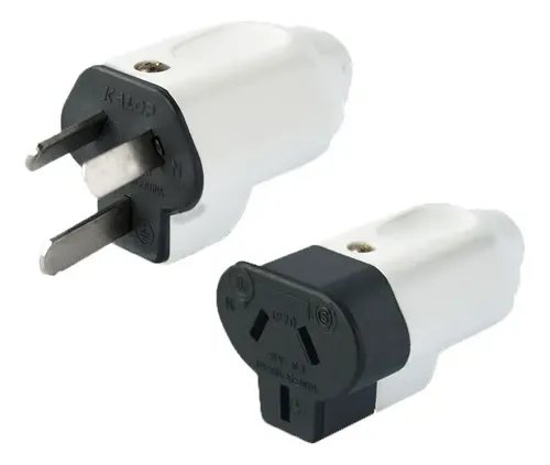 Ficha Conector Enchufe Macho + Hembra 10a Blanco Corriente 220v