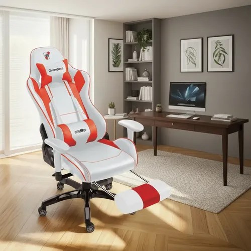 Silla Gamer Level Up River Plate Ergonómica Con Apoya Pies