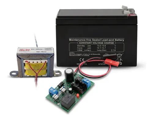 Kit Luz Emergencia Alarma Placa cargadora + Transformador 16,5v + Bateria 12v 7a