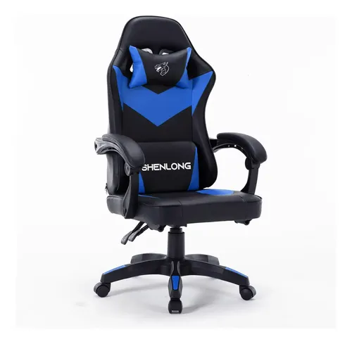 Silla Gamer Shenlong Modelo Sh-gc135 Reclinable 135° Azul Cuero Sintético