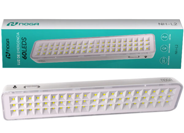 Luz De Emergencia Noganet NH-L2 60 Leds 300LUMENS 6W Bateria 1200MAH Autonomia 3HS A 6HS Luz Fria Blanca