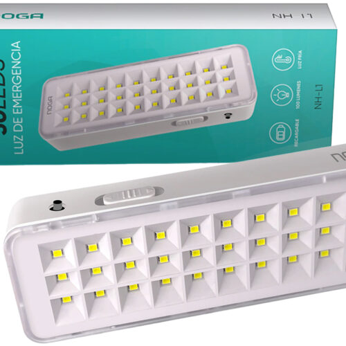 Luz De Emergencia Noganet NH-L1 30 Leds 3W 100 Lumens Autonomia De 3 A 6HS Luz Fria Blanca