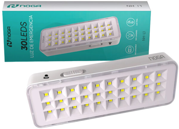 Luz De Emergencia Noganet NH-L1 30 Leds 3W 100 Lumens Autonomia De 3 A 6HS Luz Fria Blanca